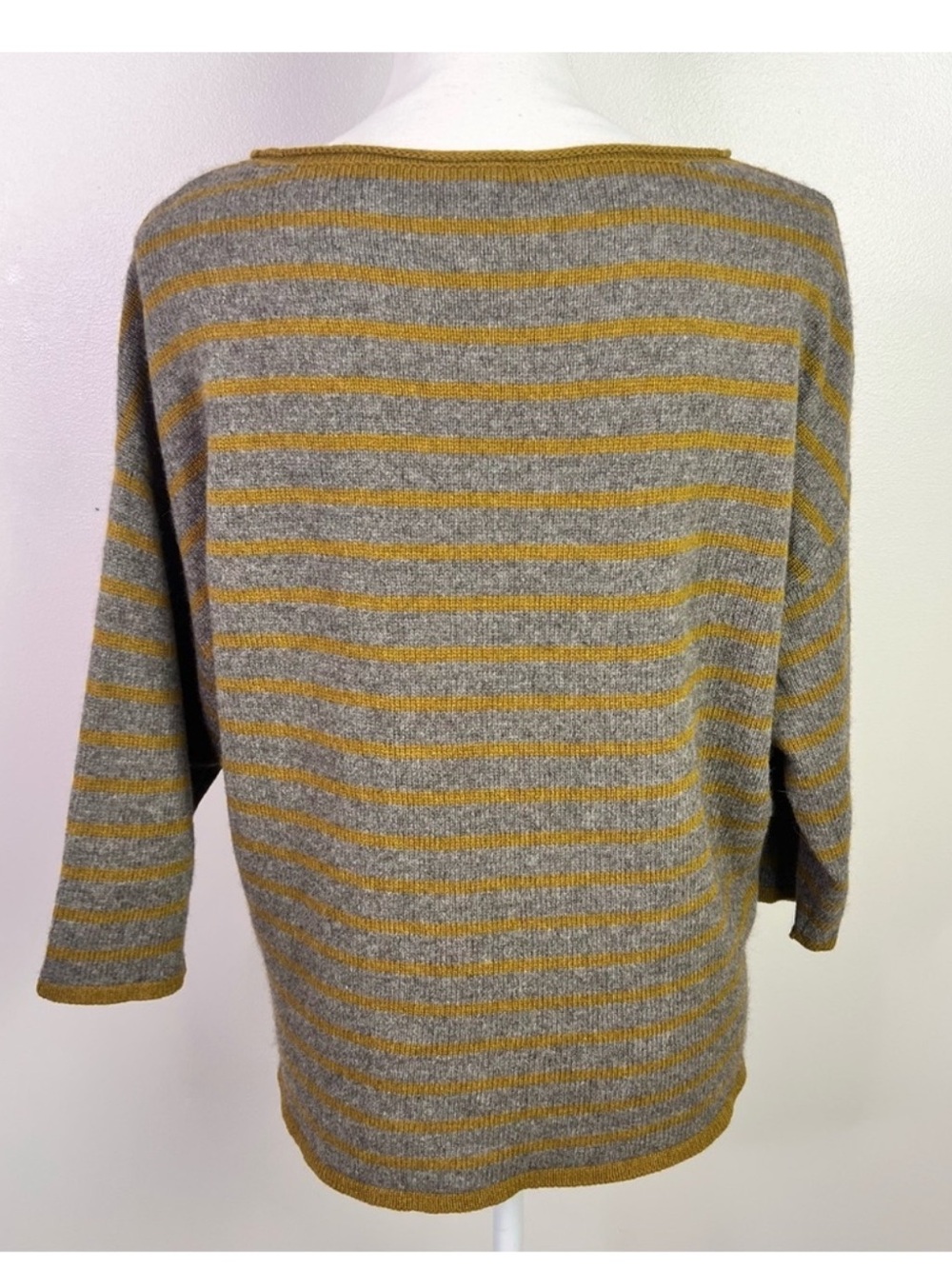 Eileen Fisher Yellow and Grey Stripe Wool/Yak Sweater - Picture 7 of 8